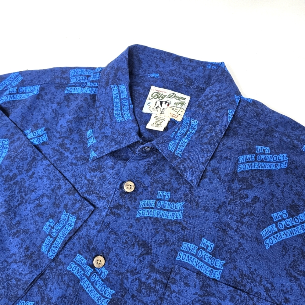 Big Dogs Hawaiian Button Shirt Five O'clock Somewhere Beer Bottle Size‎ Large.